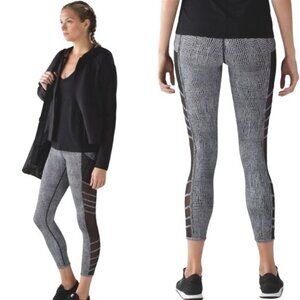 Lululemon Athletica Womens Wild and Free Tights Leggings Mesh Pockets Net 10